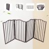 Pet Gate - Dog Gate for Doorways, Stairs or House - Freestanding, Folding, brown, Arc Wooden