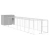 Dog House with Run Light Gray 84.3"x420.9"x71.3" Galvanized Steel