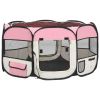 Foldable Dog Playpen with Carrying Bag Pink 49.2"x49.2"x24"