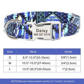 Adjustable Nylon Dog Collar Personalized Dogs Cat ID (Option: 337Blue-M)