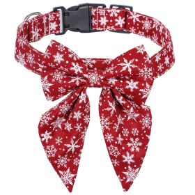 Pet Collar Bow Tie Christmas Dog (Option: Cotton Snowflake-S)