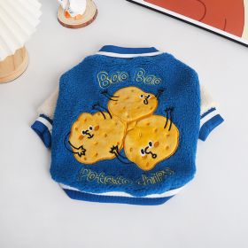 Dog Clothes Fleece-lined Thickened Warm Coat (Option: Blue-L)