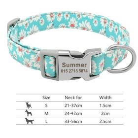 Adjustable Nylon Dog Collar Personalized Dogs Cat ID (Option: 217H3-S)