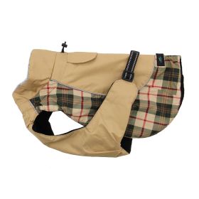 Alpine All Weather Dog Coat (Color: Beige Plaid, size: X-Large)