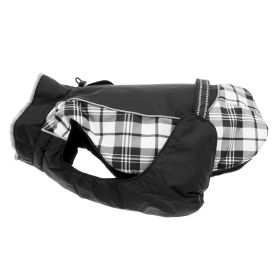 Alpine All Weather Dog Coat (Color: Black and White Plaid, size: X-Small)