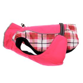 Alpine All Weather Dog Coat (Color: Raspberry Plaid, size: large)