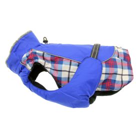 Alpine All Weather Dog Coat (Color: Royal Blue PLaid, size: large)