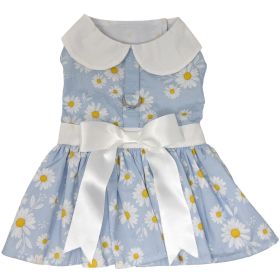 Blue Daisy Dog Dress with Matching Leash (size: X-Small)