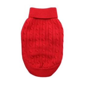 Dog Cable Knit 100% Cotton Sweater (Color: Fiery Red, size: 3X-Large)