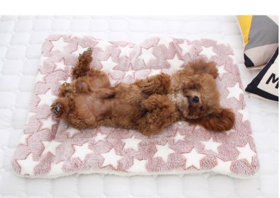 Cat dog sleeping mat warm thickened Sleeping pad blanket;  dog house warm mattress pet cushion (colour: Pink lamb, size: No.7 89*68cm)