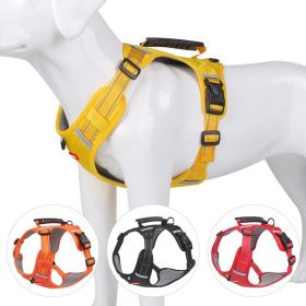 No Pull Pet Harness For Dog & Cat; Adjustable Soft Padded Large Dog Harness With Easy Control Handle (Color: Yellow, size: XL)