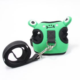 dog harness set; with leas frog leash pet mesh breathable small dog chest back retractable dog leash pet harness (Specification (L * W): XS, colour: Calf+traction rope)