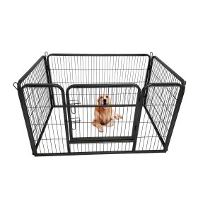 Pet Playpen Foldable Metal Square Tube Dogs Exercise Pen Outdoor Dog Playpen Kennel Fence Wire Mesh (Color: as Pic)