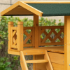 Indoor/Outdoor Cat House 2-Story Wooden Kitten Condo With Balcony Roof