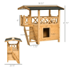 Indoor/Outdoor Cat House 2-Story Wooden Kitten Condo With Balcony Roof