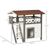 Indoor/Outdoor Cat House 2-Story Wooden Kitten Condo With Balcony Roof