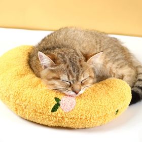 Dog Cat Sleeping Moon Pillow Small Dog Plush Pillow (Option: Pet Pillow Light Yellow-1pcs)