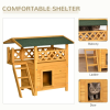 Indoor/Outdoor Cat House 2-Story Wooden Kitten Condo With Balcony Roof