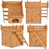 New Style Wood Pet House With Roof Balcony and Bed Shelter