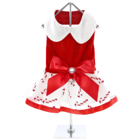 Christmas Candy Cane Dress and Matching Leash (size: X-Small)