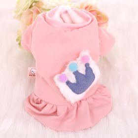 Pet Fleece-lined Thickened Double-layer Plush Two-leg Cotton-padded Coat (Option: Crown Pink-M)