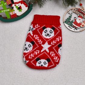 Autumn And Winter Puppy Thickened Pet Clothes Clothing (Option: Red Background Panda-18)