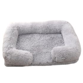 Plush Round Pet Bed Dog Bed Winter (Option: M27 Light Gray-S No Inner Sleeve)