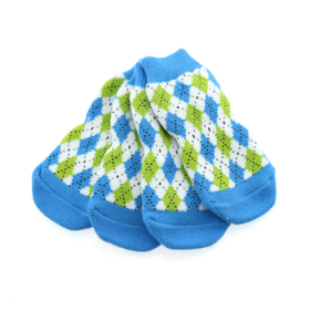 Non Skid Dog Socks (Color: Blue and Green Argyle, size: X-Small)