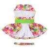 Pink Hawaiian Floral Dog Harness Dress with Matching Leash