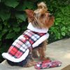 Sherpa Lined Dog Harness Coat RED & White Plaid