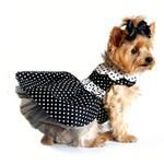 Polka Dot Dog Dress (Color: Black and White, size: XLarge)