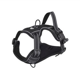 Pet Harness Reflective Commuter Chest Back Explosion-proof Hand Holding Rope Dog Leash (Option: Black-M)