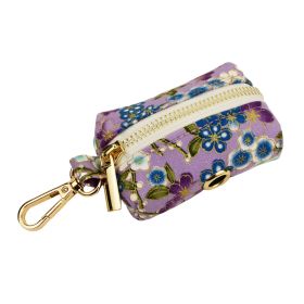 Purple And Wind Floral Dog Collar Hand Holding Rope Metal Bandana Bow Strap Out Shit Bag (Option: Dog Poop Bag-M)