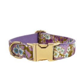 Purple And Wind Floral Dog Collar Hand Holding Rope Metal Bandana Bow Strap Out Shit Bag (Option: Dog Collar-XS)