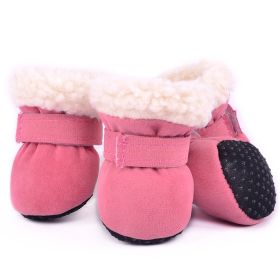 Fashion Simple Waterproof Warm Dog Shoes (Option: Pink-L)