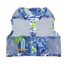 Surfboard Blue and Green Cool Mesh Dog Harness with Matching Leash (size: X-Small)