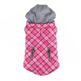 Weekender Dog Sweatshirt Hoodie (Color: Pink and White Plaid Fabric, size: X-Small)