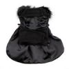 Black Wool  Dog Coat Harness  Fur Collar with Matching Leash