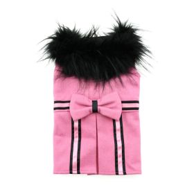 Pink Wool Classic Dog Coat Harness and Fur Collar with Matching Leash (size: X-Large)