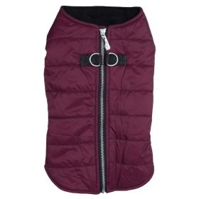 Zip up Dog Puffer Vest (Color: Burgundy, size: X-Small)